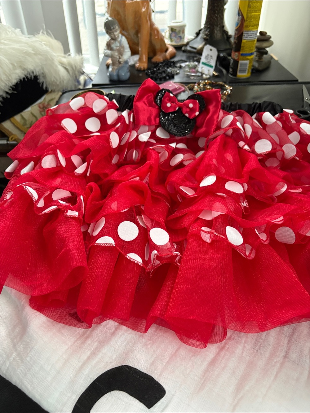 Disney Red and White Polka Dot Ruffle Tutu Skirt with Bow (Mini Mouse )
